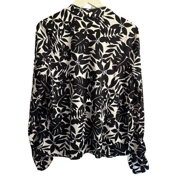 Swimsuits For All Black and White Tropical Floral Swimsuit - Picture 3 of 5